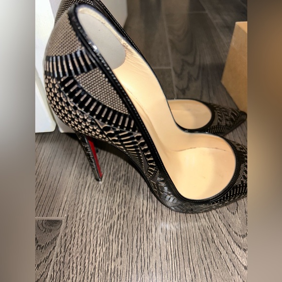 Christian Louboutin Kristali Heels 120 Patent/Suede Burma - Picture 5 of 11